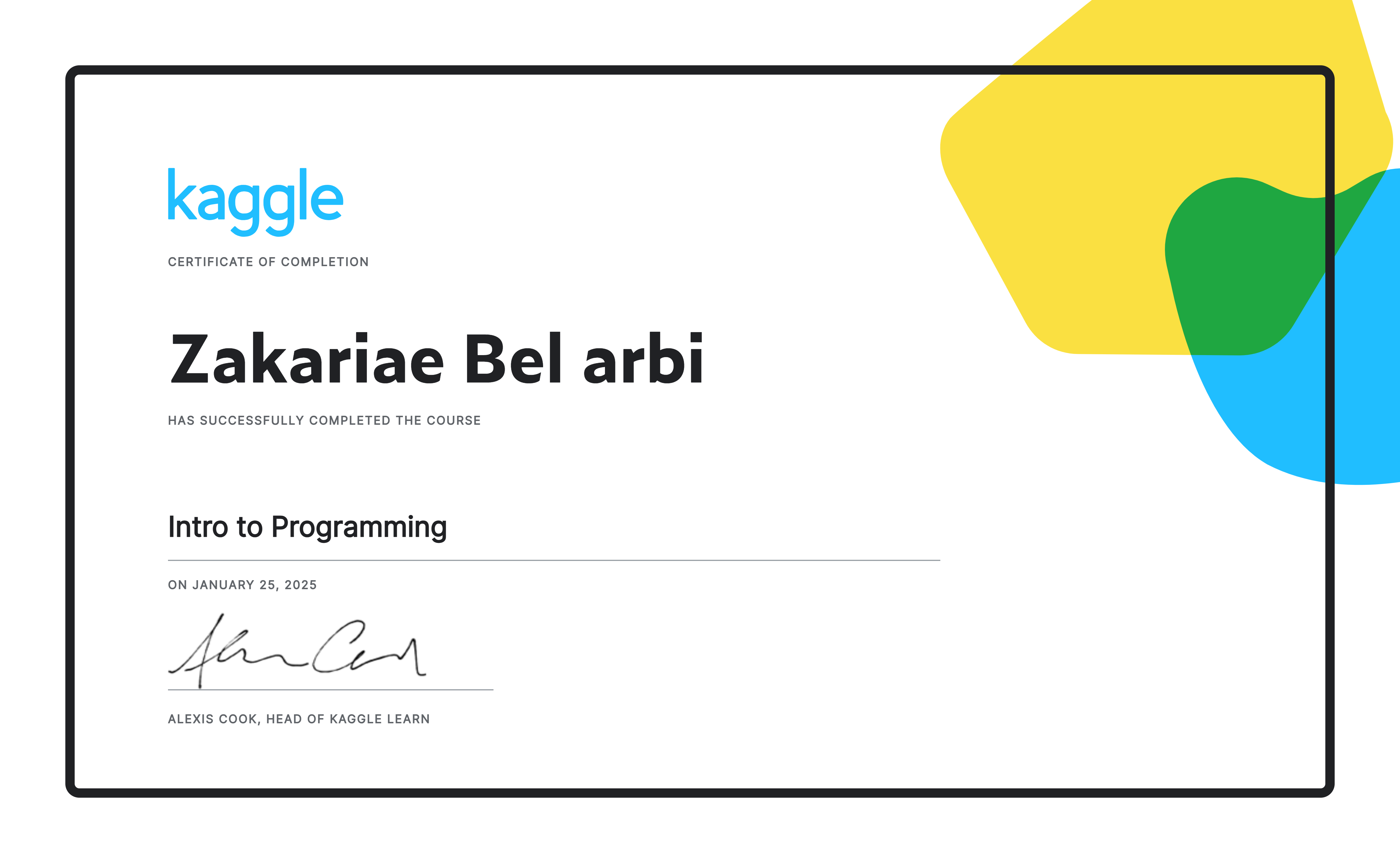 Introduction to Programming Certificate